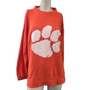 Orange Clemson Tigers Paw Print Sweatshirt Ladies XL Long Sleeve Cozy Warm Soft